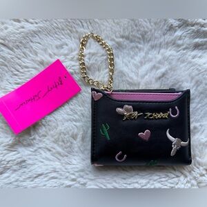 Betsey Johnson Black and Pink Wallet Hearts Cowboy Vibes NWT